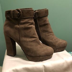 Dark Brown Heeled Booties.  Like new condition.